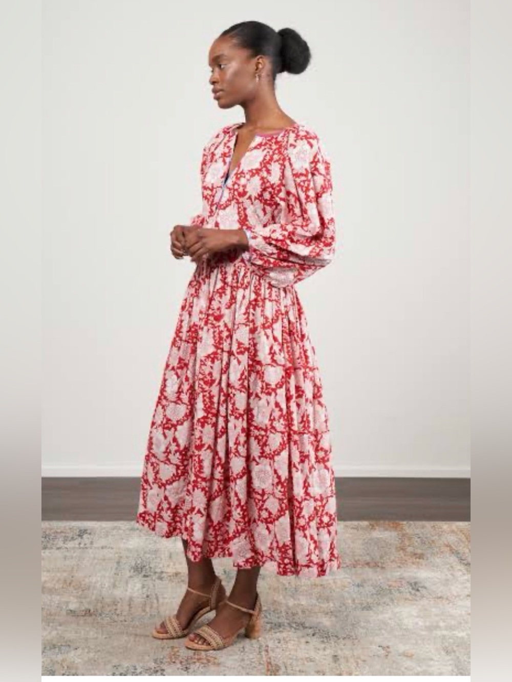 Alix Of Bohemia Red and White Floral Maxi Dress